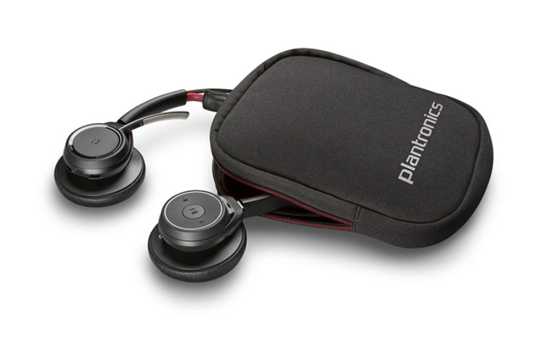 Plantronics - Voyager Focus UC (Poly) - Auricular Bluetooth de doble oído  (estéreo) con micrófono de brazo - Cancelación activa del ruido USB-A 